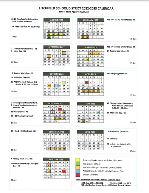 School calendar image