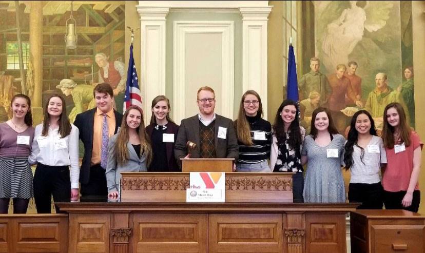 Club members in the senate chambers 2018-2019