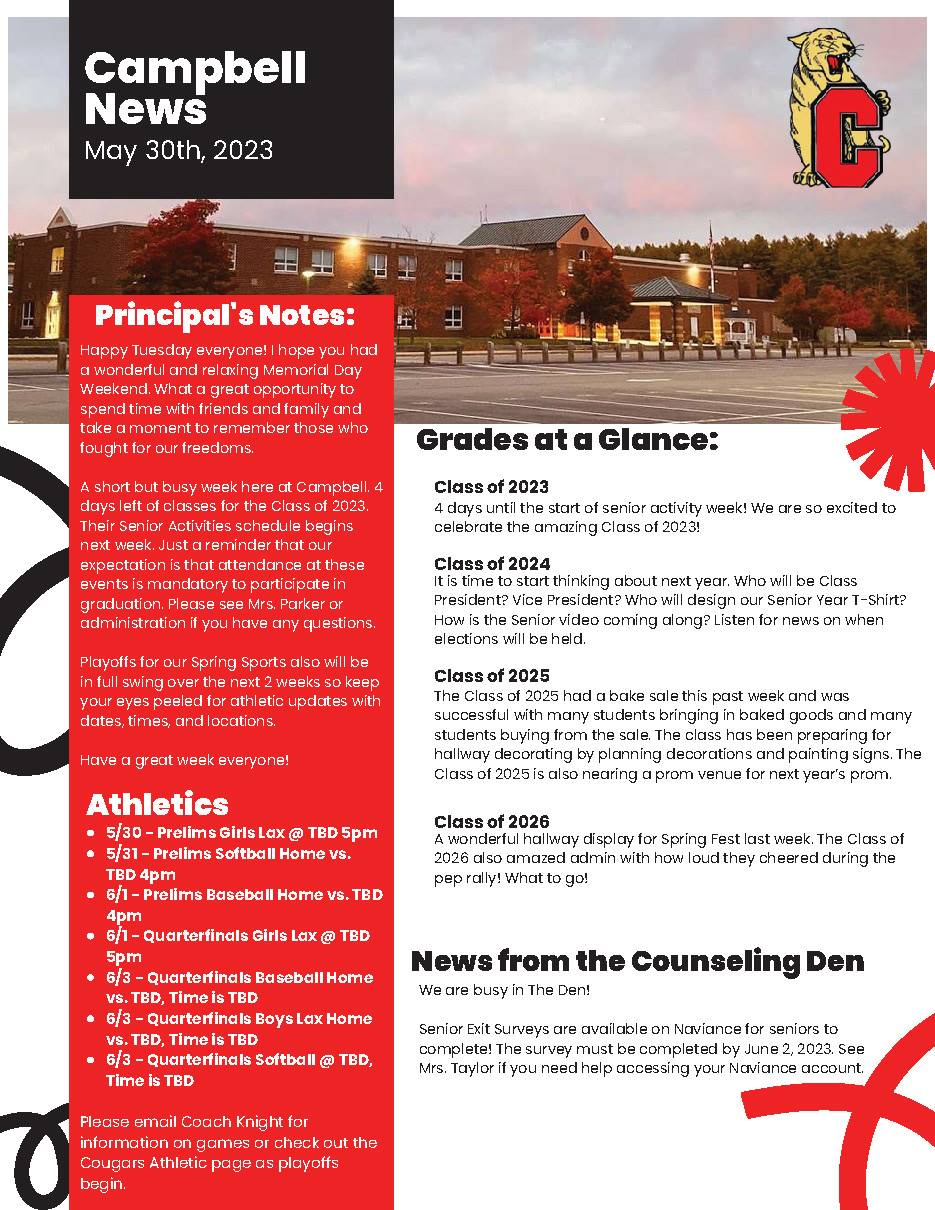 Weekly Newsletter- May 30